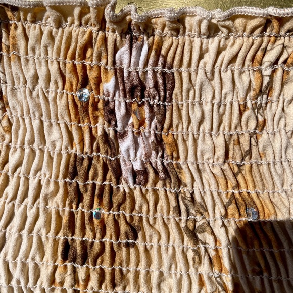 SANS SOUCI Sequin Camo OFF SHOULDER Stretch Fit Crop TOP O/S As-Is - Picture 3 of 16